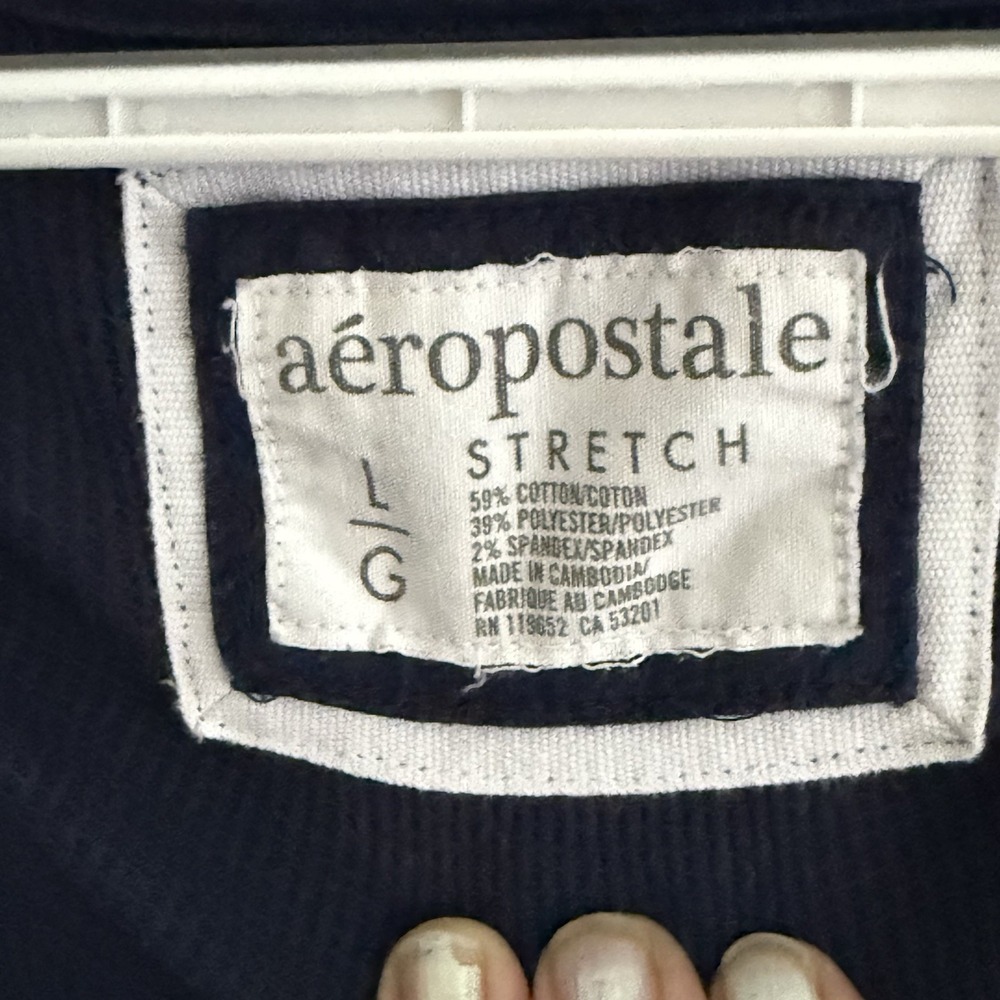Vintage Aeropostale Womens Y2K Longsleeve Thermal Henley Top Size L Preppy Navy - Picture 2 of 11